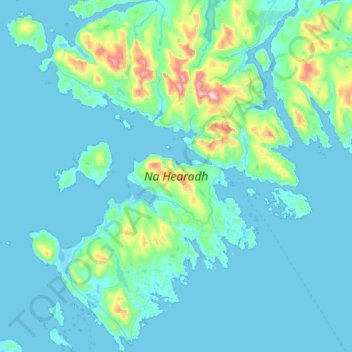 Mapa topográfico Harris, altitude, relevo