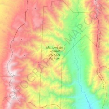 Mapa topográfico Monumento Natural del Abra del Acay, altitude, relevo