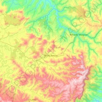 Mapa topográfico Bom Retiro, altitude, relevo