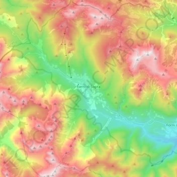 Mapa topográfico Forni di Sopra, altitude, relevo