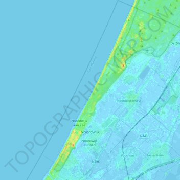 Mapa topográfico Noordwijk, altitude, relevo