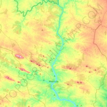 Mapa topográfico Mértola, altitude, relevo