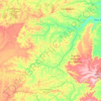 Mapa topográfico Novo São Joaquim, altitude, relevo