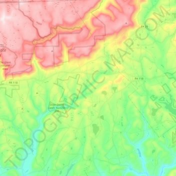 Mapa topográfico Ross Township, altitude, relevo