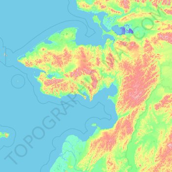 Mapa topográfico Nome, altitude, relevo