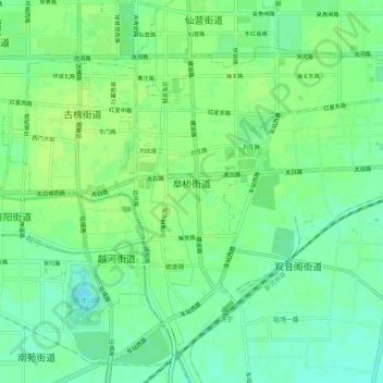 Mapa topográfico 阜桥街道, altitude, relevo