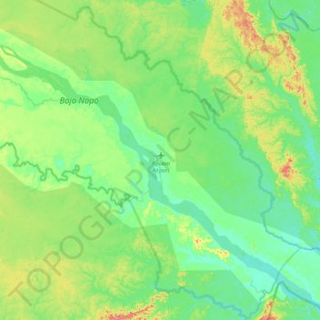 Mapa topográfico Tiputini, altitude, relevo
