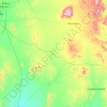 Mapa topográfico La Colorada, altitude, relevo