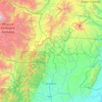 Mapa topográfico Archidona, altitude, relevo