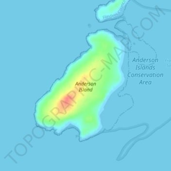 Mapa topográfico Anderson Island, altitude, relevo