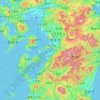 Mapa topográfico 熊本県, altitude, relevo