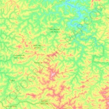 Mapa topográfico São Miguel do Anta, altitude, relevo