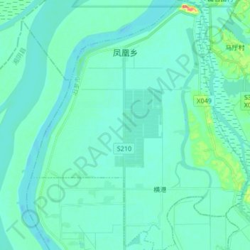 Mapa topográfico 凤凰乡, altitude, relevo