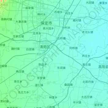 Mapa topográfico 清苑区, altitude, relevo