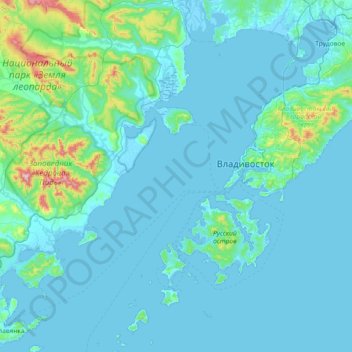 Mapa topográfico Амурский залив, altitude, relevo