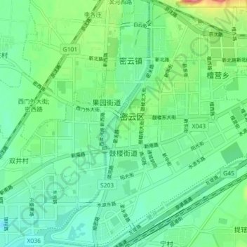 Mapa topográfico 鼓楼街道, altitude, relevo