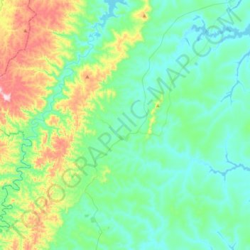 Mapa topográfico Biquinhas, altitude, relevo
