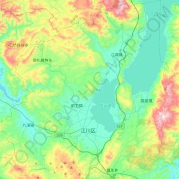 Mapa topográfico 江川区, altitude, relevo