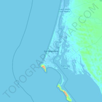 Mapa topográfico Isla Magdalena, altitude, relevo