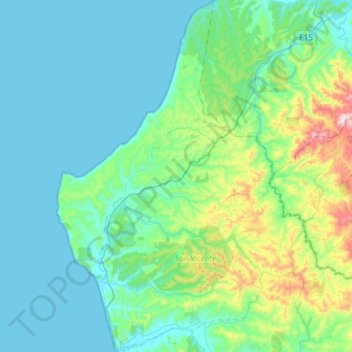 Mapa topográfico Canoa, altitude, relevo