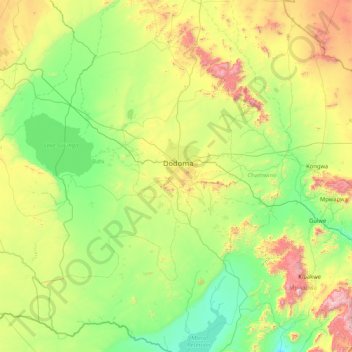 Mapa topográfico Dodoma, altitude, relevo