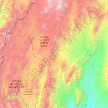 Mapa topográfico General Lamadrid, altitude, relevo