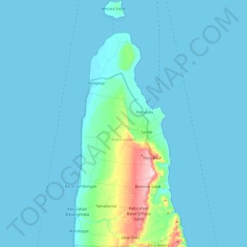 Mapa topográfico Bontomatene, altitude, relevo