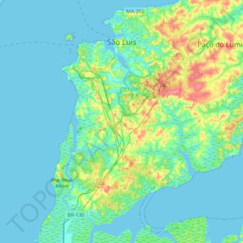 Mapa topográfico São Luís, altitude, relevo
