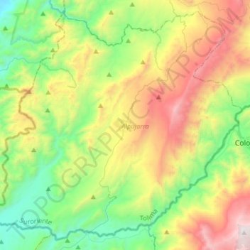 Mapa topográfico Alpujarra, altitude, relevo