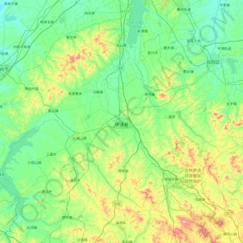 Mapa topográfico Yitong Manchu Autonomous County, altitude, relevo