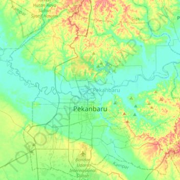 Mapa topográfico Pekanbaru City, altitude, relevo