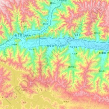 Mapa topográfico Gonggar County, altitude, relevo