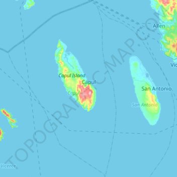 Mapa topográfico Capul, altitude, relevo