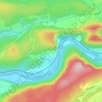 Mapa topográfico Deluz, altitude, relevo