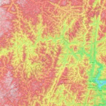 Mapa topográfico Domingos Martins, altitude, relevo