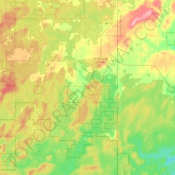 Mapa topográfico Armstrong Creek, altitude, relevo
