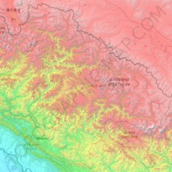 Mapa topográfico Karnali, altitude, relevo