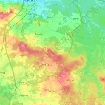 Mapa topográfico Thiendorf, altitude, relevo