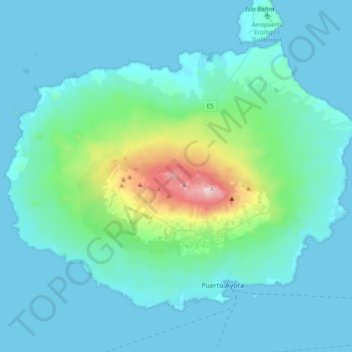 Mapa topográfico Isla Santa Cruz, altitude, relevo