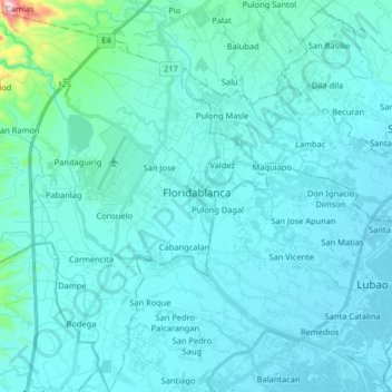 Mapa topográfico Floridablanca, altitude, relevo