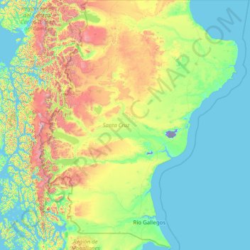 Mapa topográfico Santa Cruz, altitude, relevo