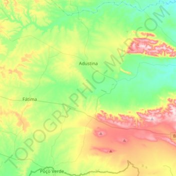 Mapa topográfico Adustina, altitude, relevo
