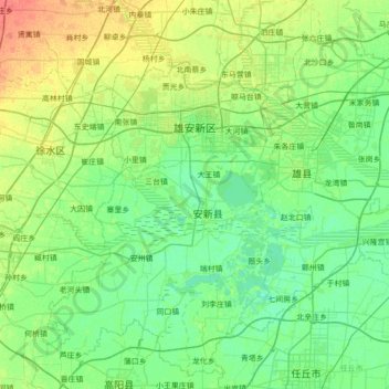 Mapa topográfico Xiong'an, altitude, relevo