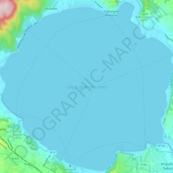 Mapa topográfico Lac de Bracciano, altitude, relevo
