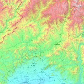Mapa topográfico Swat River, altitude, relevo
