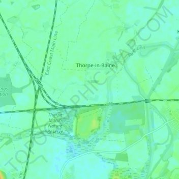 Mapa topográfico Thorpe in Balne, altitude, relevo