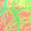 Mapa topográfico Tŝilhqox Biny (Chilko Lake), altitude, relevo