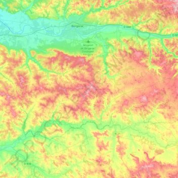 Mapa topográfico Sud-Bergeracois, altitude, relevo