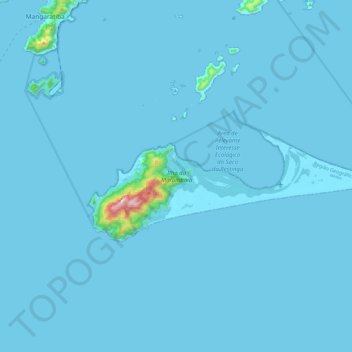 Mapa topográfico Ilha da Marambaia, altitude, relevo