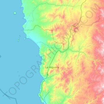 Mapa topográfico La Higuera, altitude, relevo